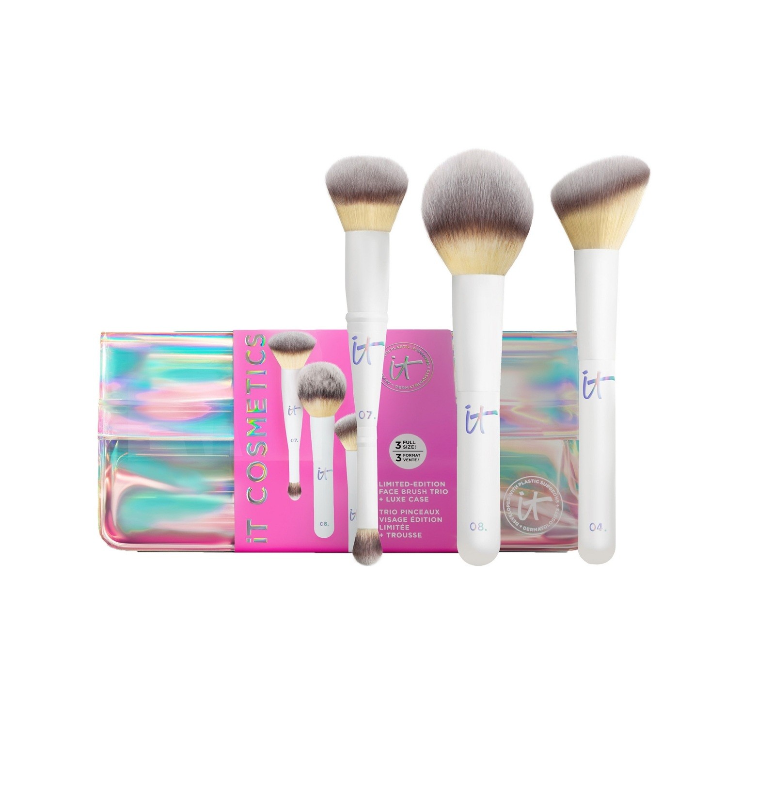 IT COSMETICS  unwrap your creativity makeup brush set + makeup case ات كوزمتك مجموعة فرش مكياج + حقيبة مكياج 